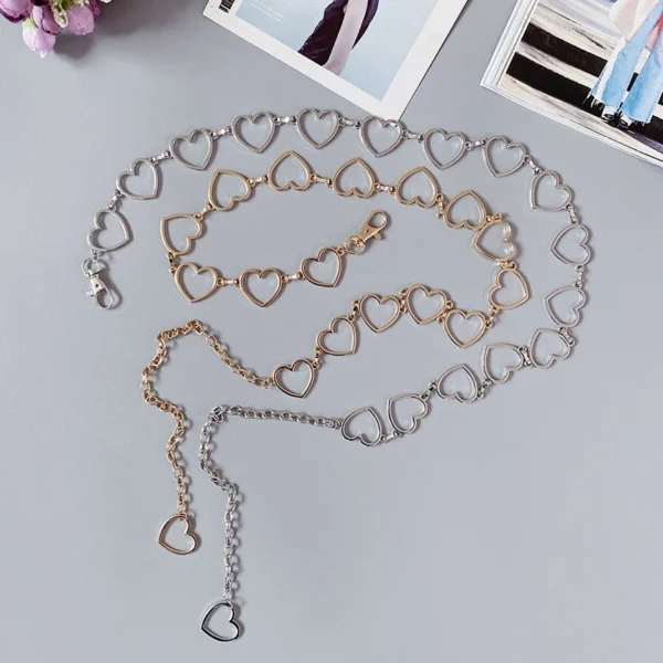 105cm Waistband Pants Classic Waist Chain Love Heart Hollow Girdle For Women Hip Hop Style Fashion Fine Waist Belts Trendy - Image 3