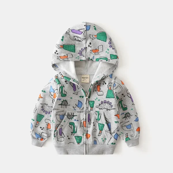 Children’s sweater South Korean version of Children’s wholesale boys cartoon full-printed Hoodie zip-up shirt baby jacket tide - Image 6