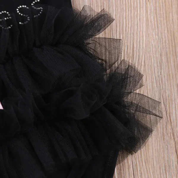 Newborn Toddler Kids Baby Girls Romper New Fashion Lace Mesh Sheer Letter Jumpsuit Bodysuit Baby Clothes Tutu Dress Outfit - Image 6