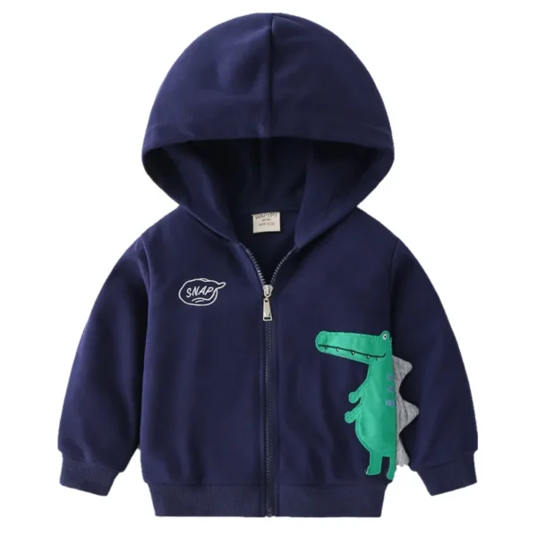 Children hooded sweater 2021 new Spring Baby zip-up shirt boy dinosaur embroidered foreign gas small coat wholesale tide - Image 5