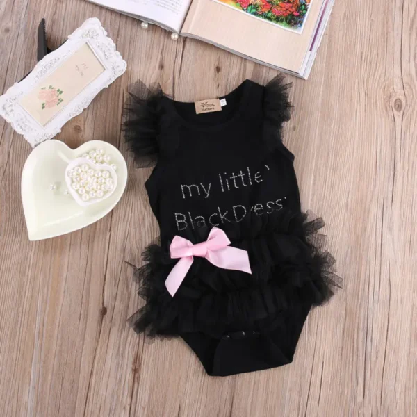 Newborn Toddler Kids Baby Girls Romper New Fashion Lace Mesh Sheer Letter Jumpsuit Bodysuit Baby Clothes Tutu Dress Outfit - Image 4