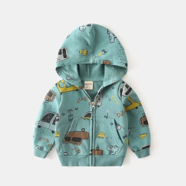 Children’s sweater South Korean version of Children’s wholesale boys cartoon full-printed Hoodie zip-up shirt baby jacket tide - Image 4