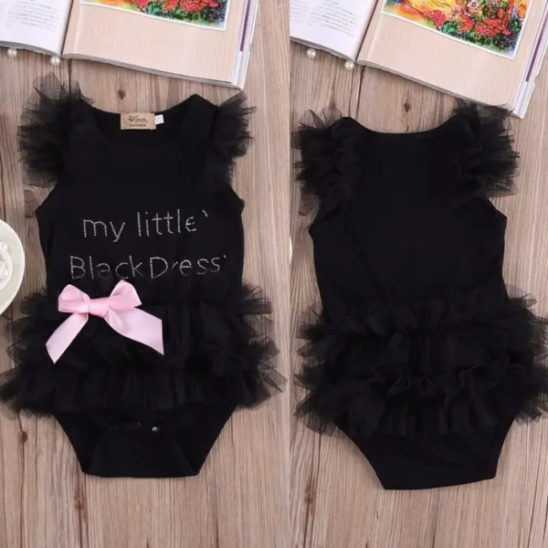 Newborn Toddler Kids Baby Girls Romper New Fashion Lace Mesh Sheer Letter Jumpsuit Bodysuit Baby Clothes Tutu Dress Outfit - Image 3