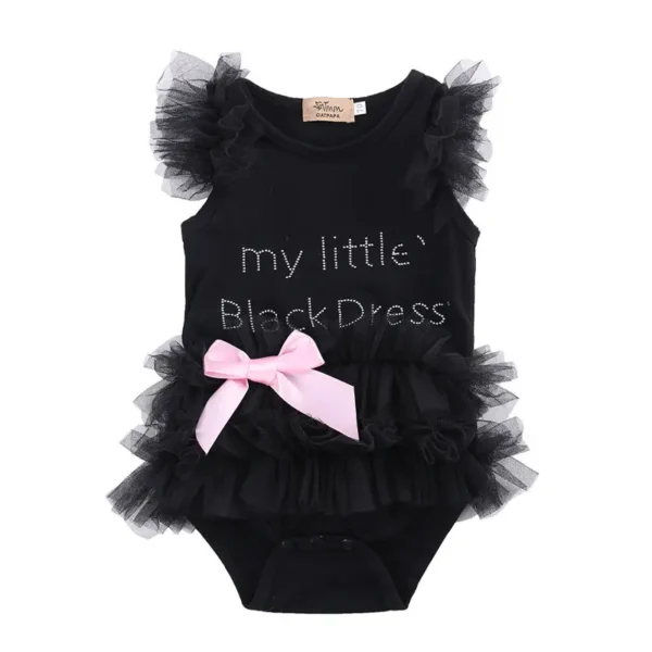 Newborn Toddler Kids Baby Girls Romper New Fashion Lace Mesh Sheer Letter Jumpsuit Bodysuit Baby Clothes Tutu Dress Outfit - Image 2