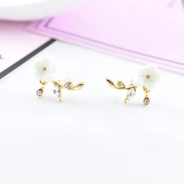 Elegant Romantic Earrings Flower Leaves Shape Design - Image 6