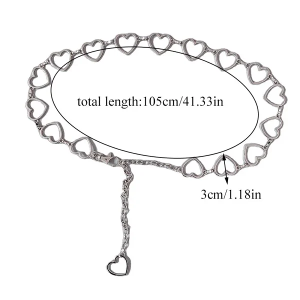 105cm Waistband Pants Classic Waist Chain Love Heart Hollow Girdle For Women Hip Hop Style Fashion Fine Waist Belts Trendy - Image 6