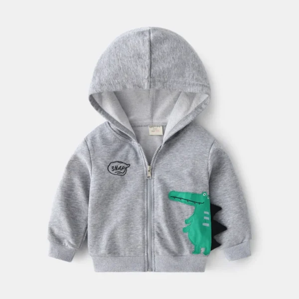 Children hooded sweater 2021 new Spring Baby zip-up shirt boy dinosaur embroidered foreign gas small coat wholesale tide - Image 2