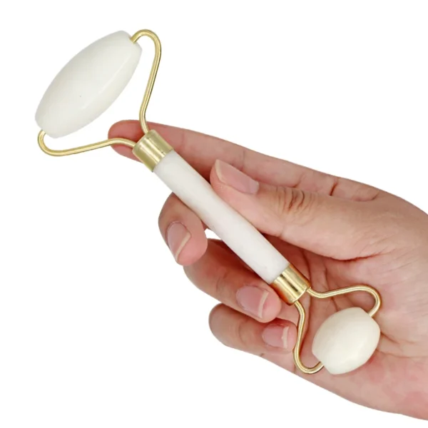White Jade Roller Eye Face Massager Facial Roller Double Heads Natural Stone Face Thin Lift Body Skin Relaxation Slimming Beauty
