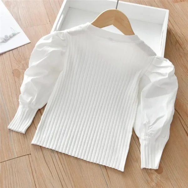 Fashion Kids Girls Blouse Puff Long Sleeve Girls Shirt White Blouse Tops Children Clothes Baby Toddler Teen School Princess A383 - Image 3