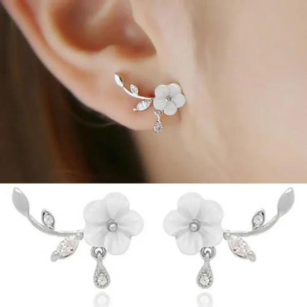 Elegant Romantic Earrings Flower Leaves Shape Design