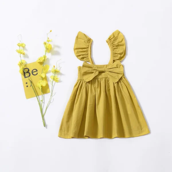 Summer Cotton Baby Girls Dress Infant Girl Baby Flying Sleeves Bowknot Sleeveless Dress Princess Dresses Casual Clothes 0-3Y - Image 6