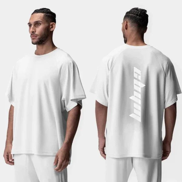 Men's Summer Lightweight Sport T-Shirt with Short Sleeves, Mesh Panel Design, Quick-Drying and Breathable Fabric for Active Wear - Image 2