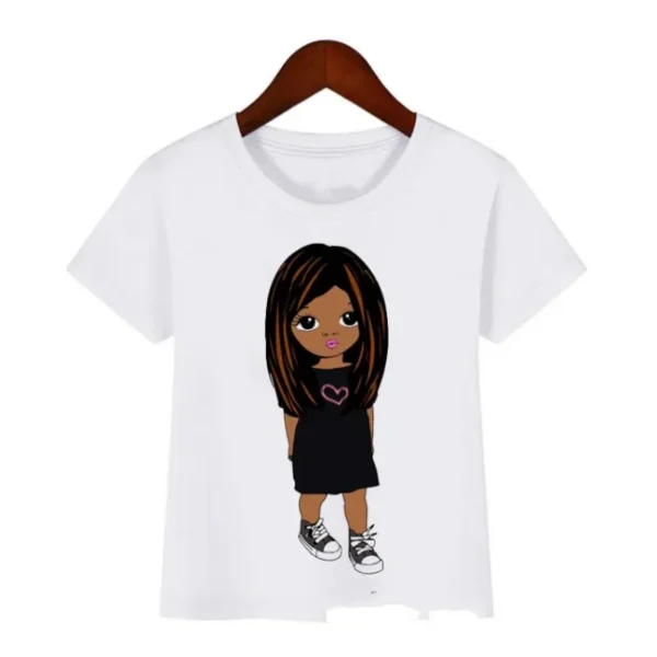 Summer I'm Cute Little Melanin Princess Print Graphic Tees Black Girl T-shirt Top Kids Teens Children's Clothes - Image 2