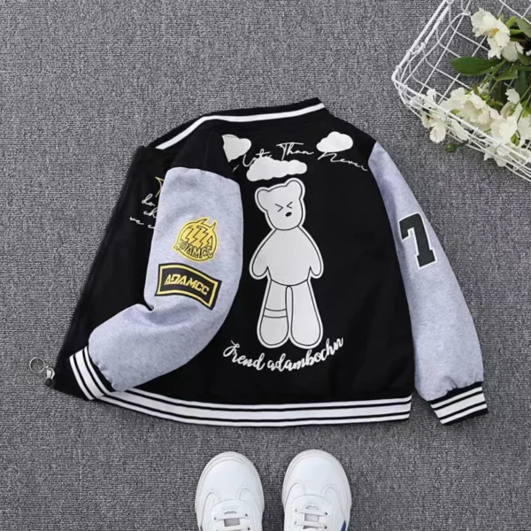 Spring Autumn Baby Boys Jacket Fashion Cartoon Bear Pattern Kids Windbreaker Coats For Children Outerwear Clothing 2-12Year - Image 3