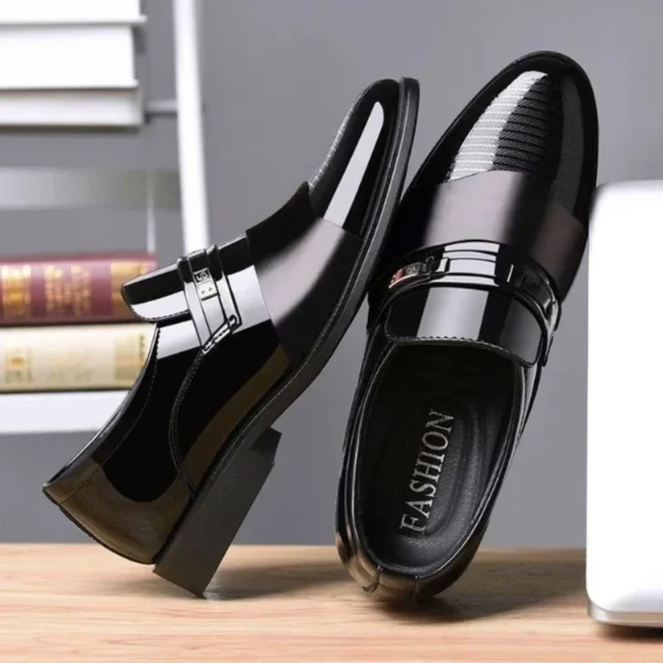 Luxury Leather Men Shoes for Wedding Formal Oxfords Business Casual Office Work Shoes for Men Classic Men's Pointy Dress Shoes - Image 3