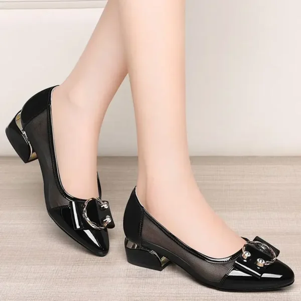 Four-season Versatile Women's Work Shoes with Pointed Toe and Thick Heel - Image 2