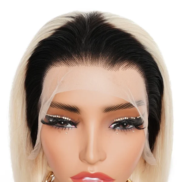1B613 Colored Pink Bone Straight 15A Human Hairs Bob Wig 13x4 HD Lace Frontal Wigs Pre-colored Remy Indian Human Hair Extension - Image 5