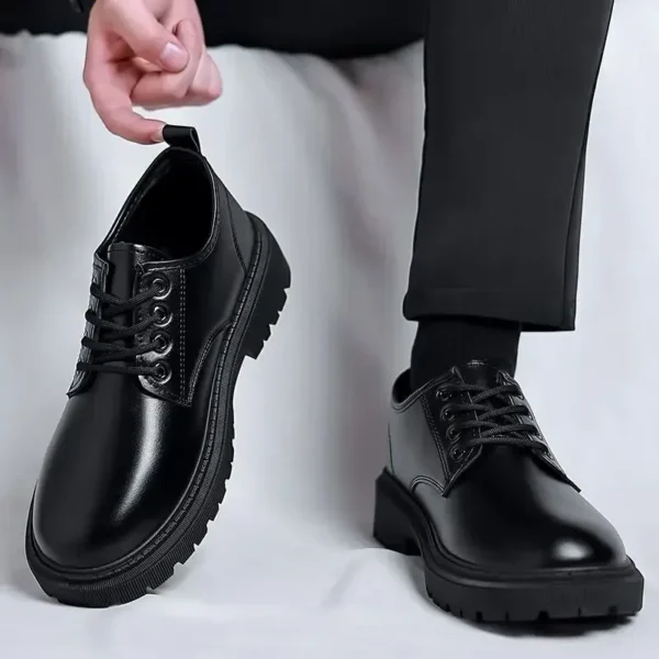 Men's Shoes Black Fashion Business Leather Shoe Platform Oxfords Anti-slip Thick Male Derby Shoe Loafers - Image 4
