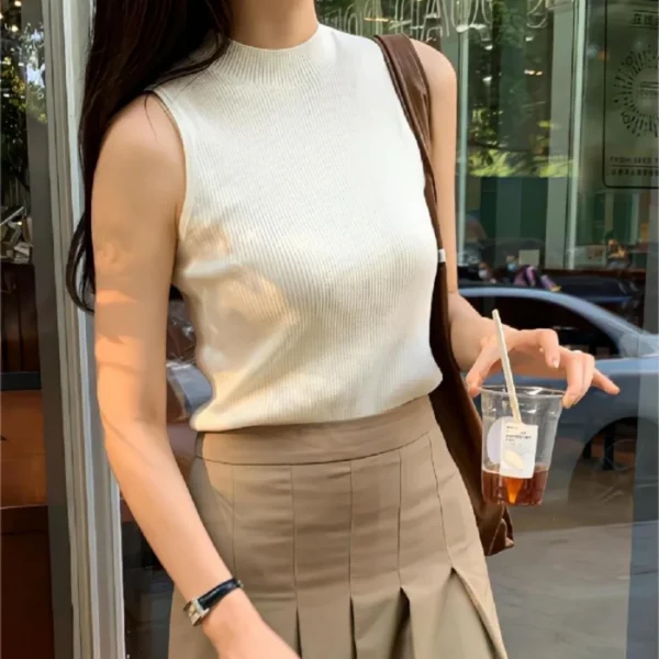 New Temperament Soft Knitted Sweater Vest Women Fashion Streetwear Sleeveless Tank Top Casual T-Shirt Top Camisole High Quality - Image 3
