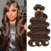 4# Chocolate Brown Body Wave Bundles 3Pcs Brazilian Human Hair Weave Bundles 100% Pure Brazilian Hair Extensions Wig For Women