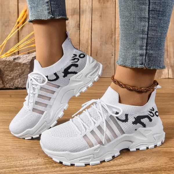 Women Sneakers Leopard Print Platform Fashion Sneakers Flight Woven Low-Top Running Shoes Light Comfortable Lace-Up Casual Shoes - Image 3
