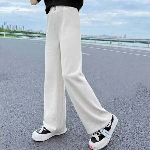 2024 Girls Playwear Children Loose Fashion Sweatpants Kids Trousers Teenager Soft Korean Jogger Casual Black White Pants 4-14Y