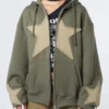 Teen girl's Star Green Zip Up Hoodie