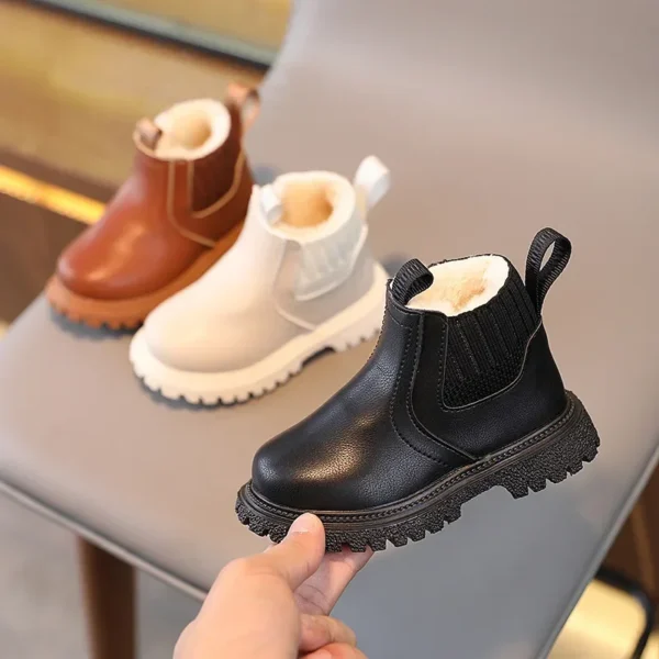 Winter Simple Kid's Boot Warm Toddler Boots Girl Trend British Style Children Fashion Boys Causal Cotton Boots Ankle Versatile - Image 2