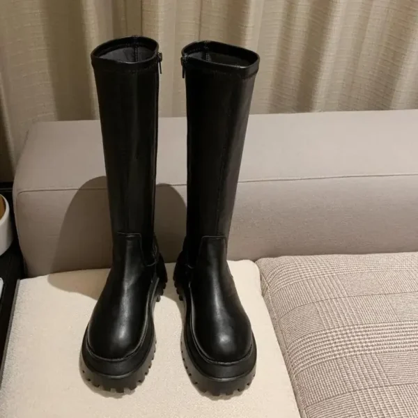 Fashion Platform Mid-Calf Shoes Women Combat Winter Heels Quality Long Thigh High Botas Zipper Knee High Boots For Girls Mujer - Image 5