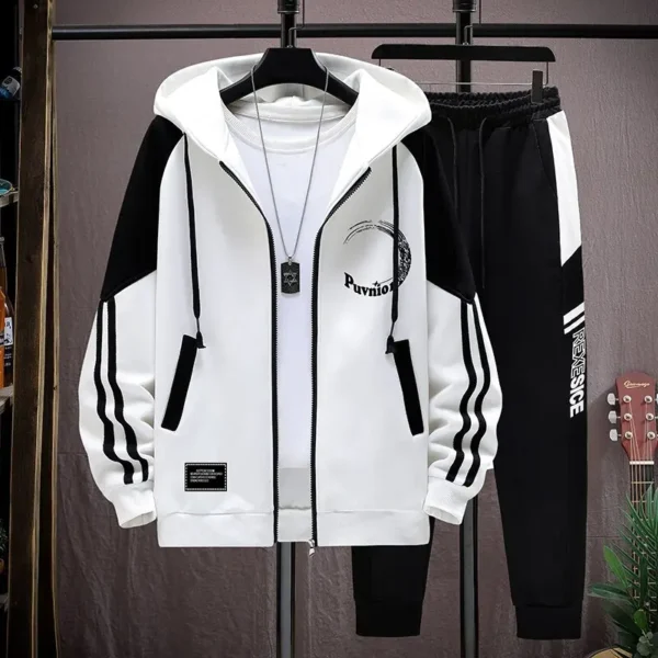 Hooded Jacket Pants Set Men Cotton Harajuku Baseball Jersey Trousers 2 Piece Set Fashion High Quality Men's Clothing New - Image 3