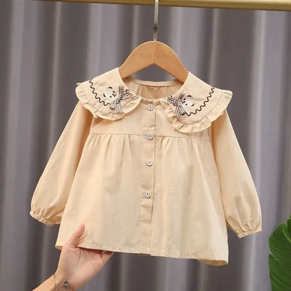 Korean Fashion Doll Shirt Little Girl Fashionable Top Girls Shirt Spring New Shirt Blouse for Girls - Image 3