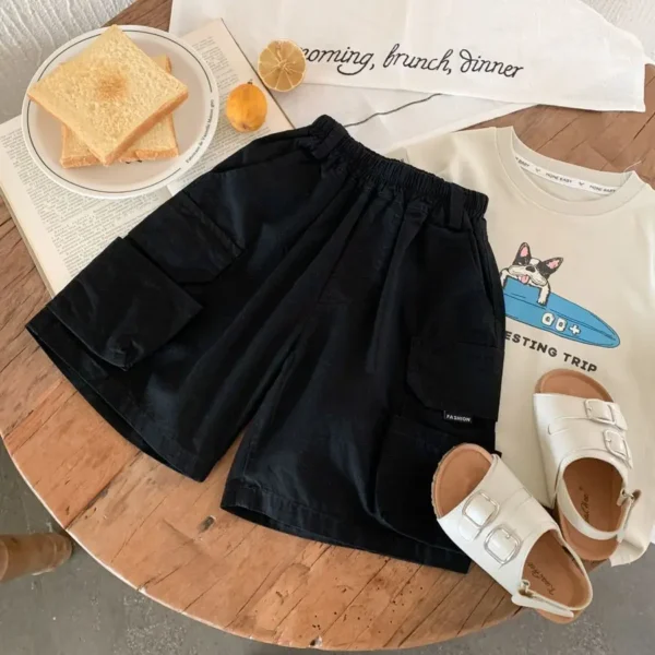 Boys Summer Cargo Shorts 2025 New Fashion Japanese Casual Daily All-match Solid Color Pants Cool Loose Shorts for 2-8Y Kids - Image 5