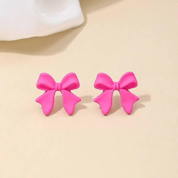 Sweet Girl Romantic Pink Bow Knot Earrings for Women Fashion Jewelry Gifts - Image 3