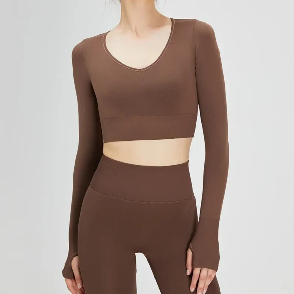 Long Sleeve Gym Tops Pilates Clothes Women Active Wear - Image 4