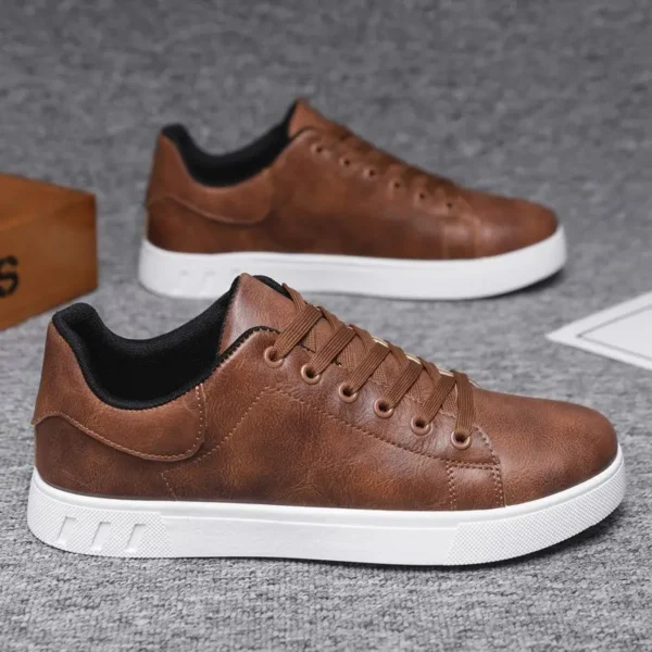 Men's Leather Shoes All-match Fashion Casual Shoes Spring and Autumn Outdoor Sneakers Flat Skateboard Shoes Loafers