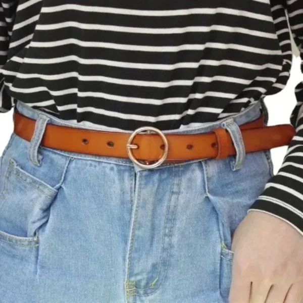 Women's Belt Round Buckle Belt with Jeans Cargo Pant Skirt Thin Belt Soft Pu Belts Cheap Belts New Fashionable Coffee Black 2025 - Image 6
