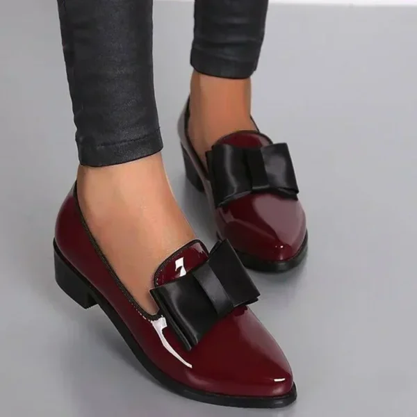 New Women's Loafers Bow Decor Pointed Toe Flat Shoes for Women Patent Leather Shallow Mouth Commuter Daily Casual Shoes - Image 6
