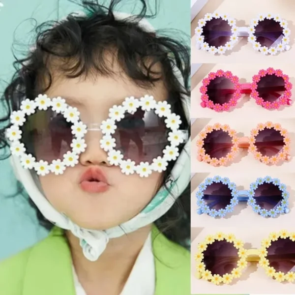 Acrylic Flower Outdoor Sun Protection Sunglasses Summer Children Cute Baby Girls Classic Sunglasses Kids Boy UV400 Sunglasses