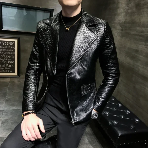 Leather Jacket Coat Men Autumn Design - Image 2