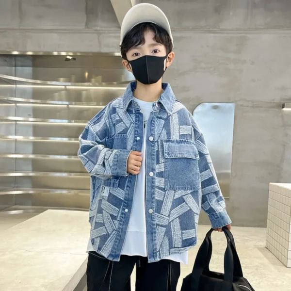 New Boys Spring Denim Jacket Kids Autumn Plaid Denim Coat Cotton Windbreak Outerwear Children Jacket Teens Clothes 8 10 12 14 Y - Image 5