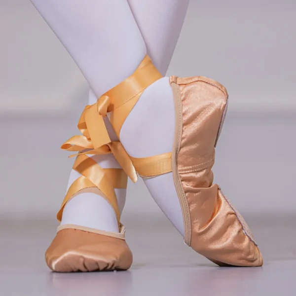 Comfortable Satin Swan Shoes Soft Sole Elastic Girls' Ballet Shoes Round Toe Professional Dancing Shoes Gymnastics