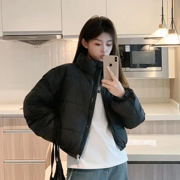 2025 Winter New Short Down Cotton Jackets Coat Women Parkas Casual Loose Drawstring Slim Puffer Jacket Outwear Preppy Clothes - Image 3