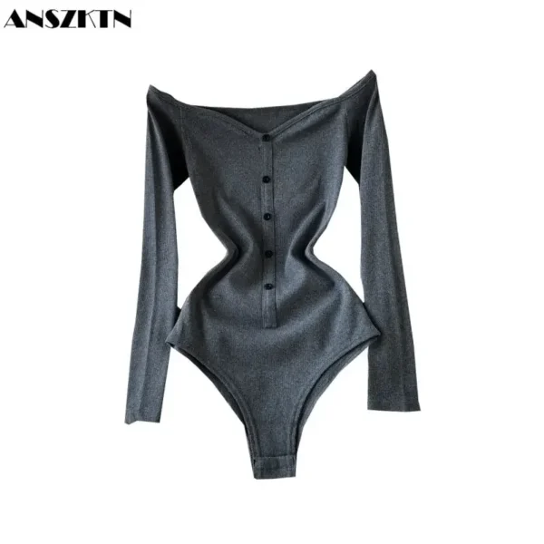 Women Solid Sport Active Wear One Piece Long Sleeve Strapless Lady Jumpsuits - Image 6