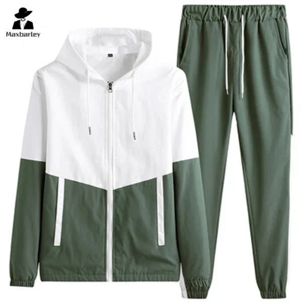 Spring and Autumn New Men's Sportswear Casual Jogger Hooded Sportswear Jacket and Pants 2-Piece Hip Hop Running Sports Suit - Image 6