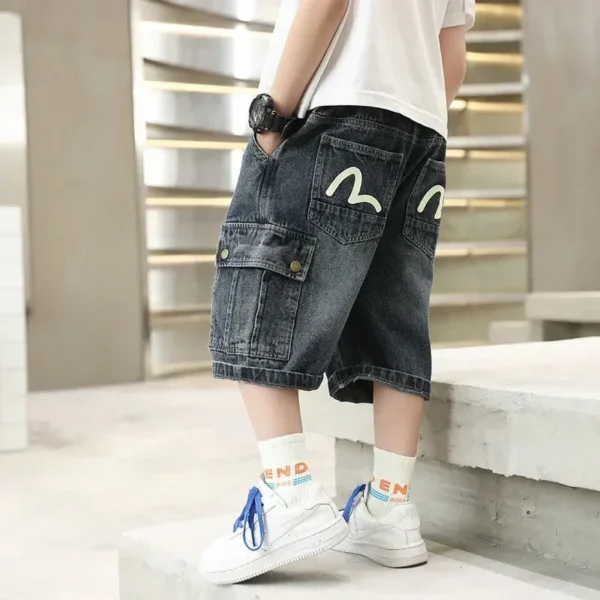 New 2025 Summer Fashion Boys Denim Five-point Pants Kids Solid Thin Denim Shorts Teen Casual Jeans Children Clothing - Image 6