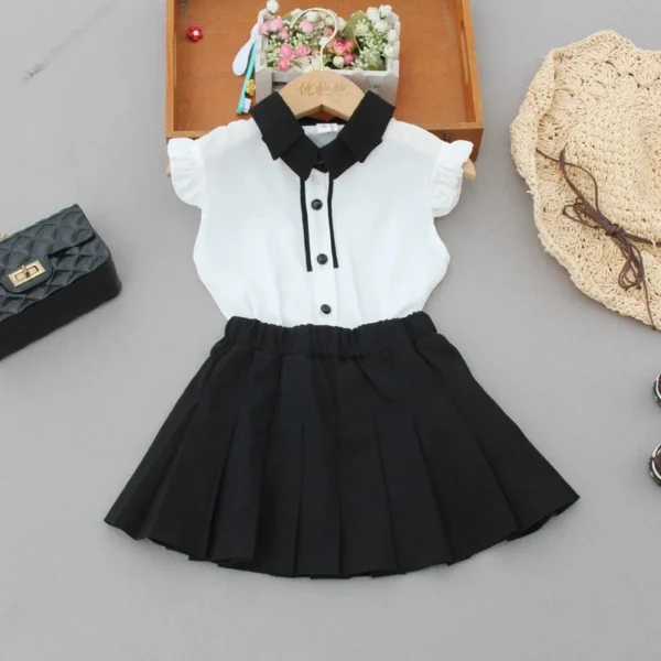 Kids Sleeveless Turn-down Collar Vest Shirts Korean Children White Shirts Summer Chiffon Cool Tops Teenage Girls Ruffle Blouse - Image 3
