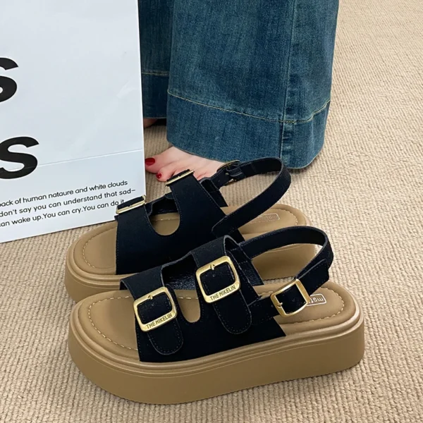CRLAYDK Women's Sandals Comfort Platform Adjustable Double Strap Shoes Open Toe Walking Casual Buckle Beach Dressy Slippers - Image 3