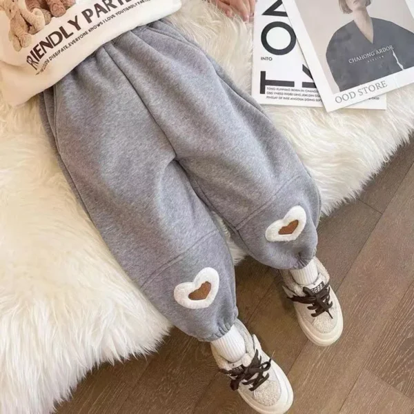 2024 Autumn Children's Pants 1-6 Y Boys Casual Trousers Girls Heart Loose Sweatpants Kid's Jogger Pants - Image 2