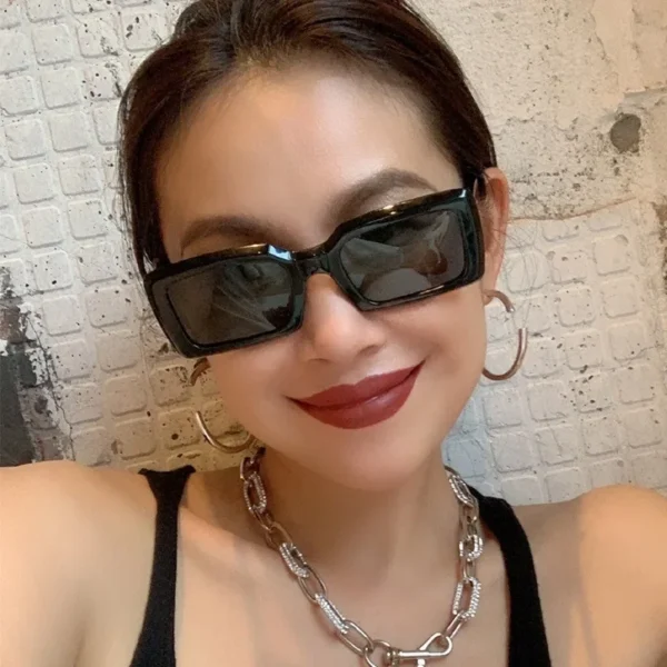 Men Vintage Rectangle Frame Sunglasses Fashion Retro Sun Glasses Luxury Brand Design Glasses UV400 Shades Eyewear Women Goggles