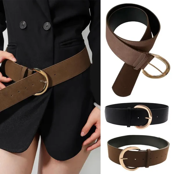 Retro PU Leather Waist Belt Matte Suede Leather Wide Belt Dress Jeans Decoration Waistband Simple Slimming Casual Waist Strap - Image 3
